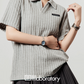 Polo Knit Relax Tops / Stripe Pleated Skirt LLA0490