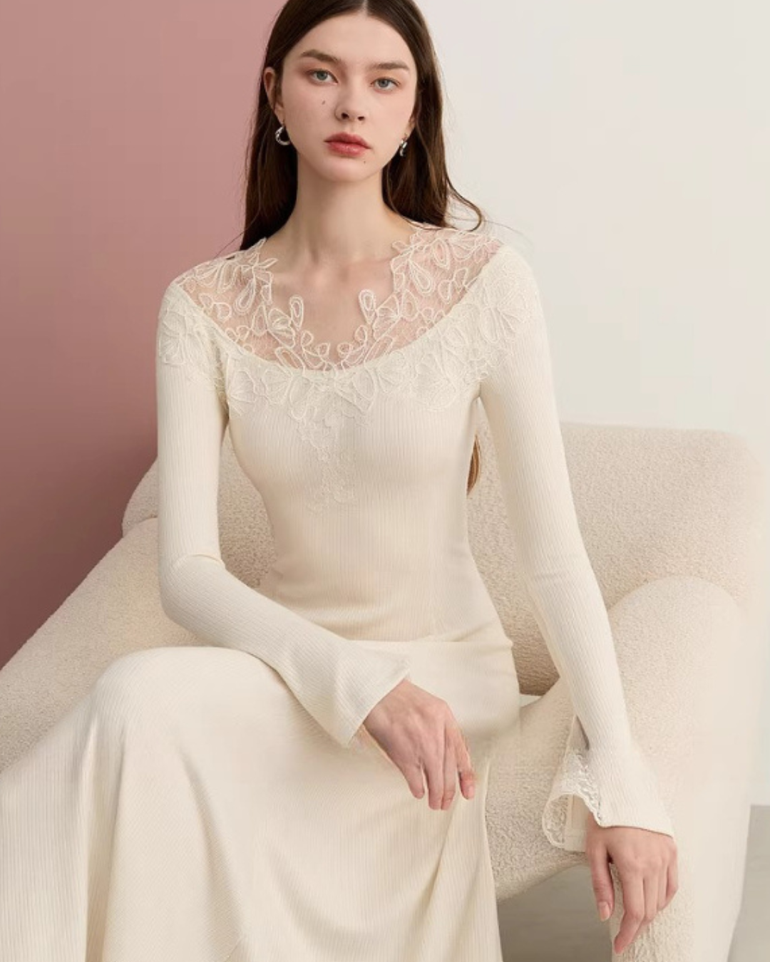 Lace French Long-Sleeve Dress DPY0080