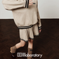 Cream Beige Knit Top / Pleated Skirt LLA0544