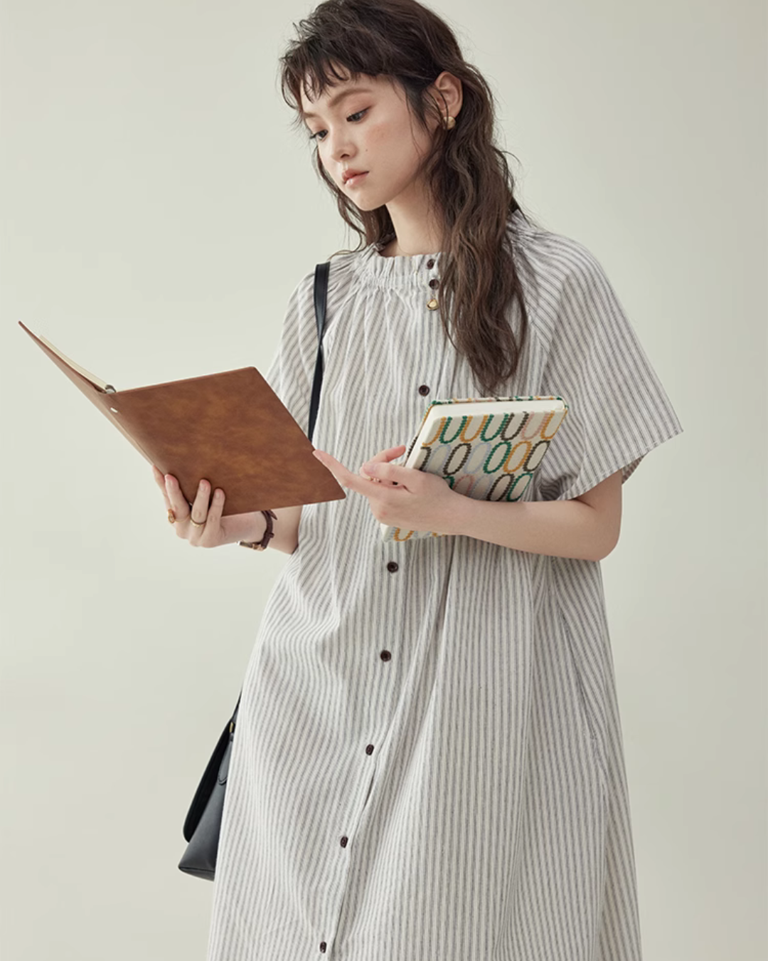 French Striped Shirt Dress  AMU0038