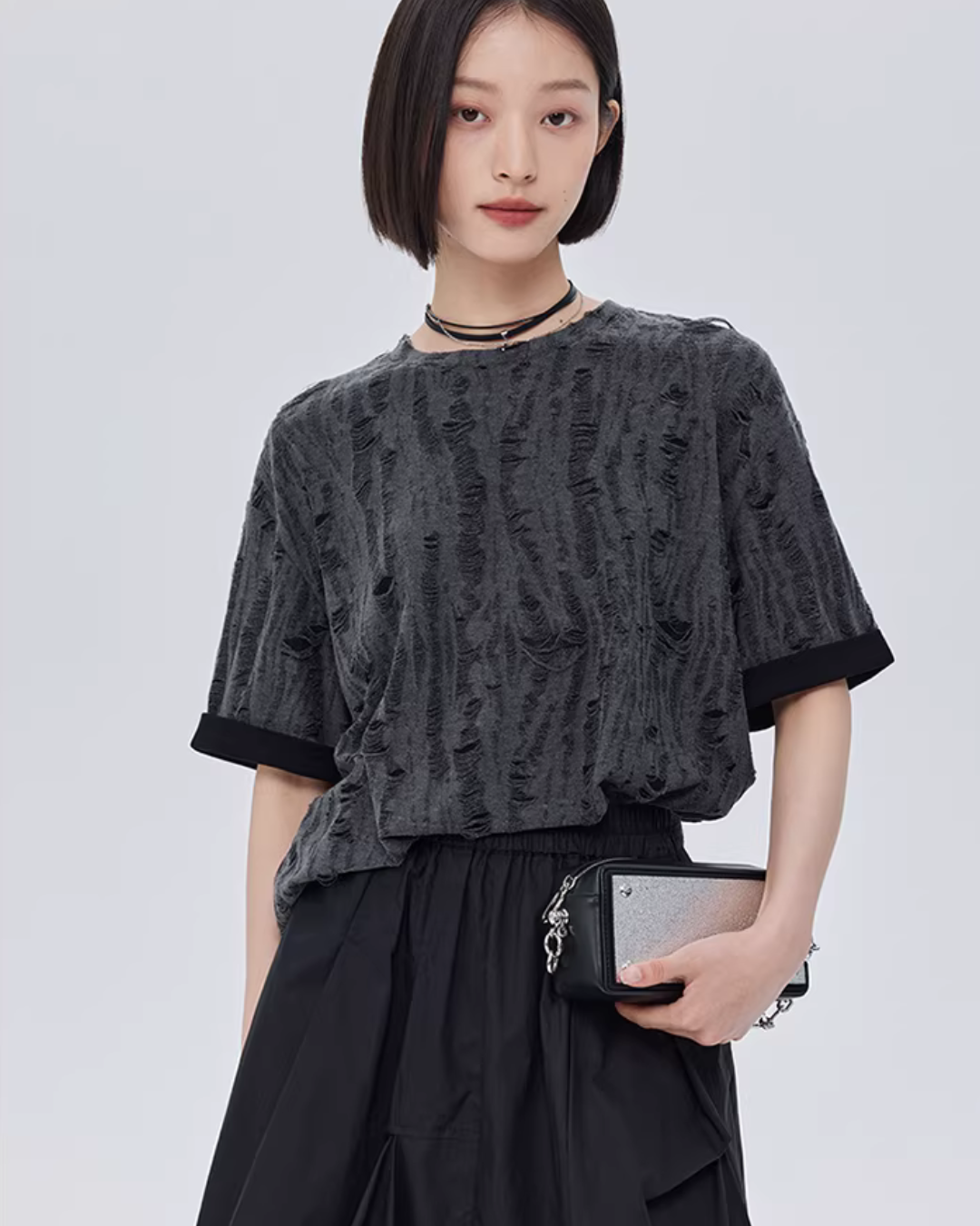 Irregular Damage Short-Sleeve T-Shirt SHN0041