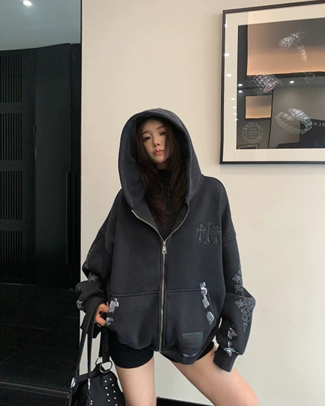 Chrome Hearts Style Zip-Up Hoodie YLS1074