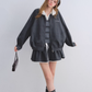 Lace Collar Zip Jacket / Flared Mini Skirt ASG0084