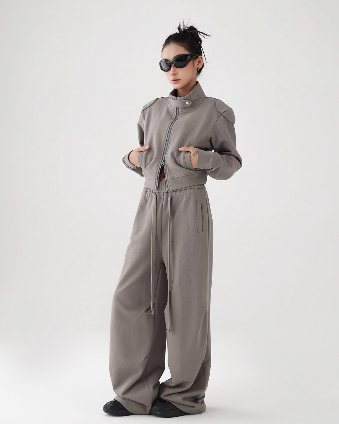 Stand Collar Zip Jacket / Casual Wide Pants ACS0227