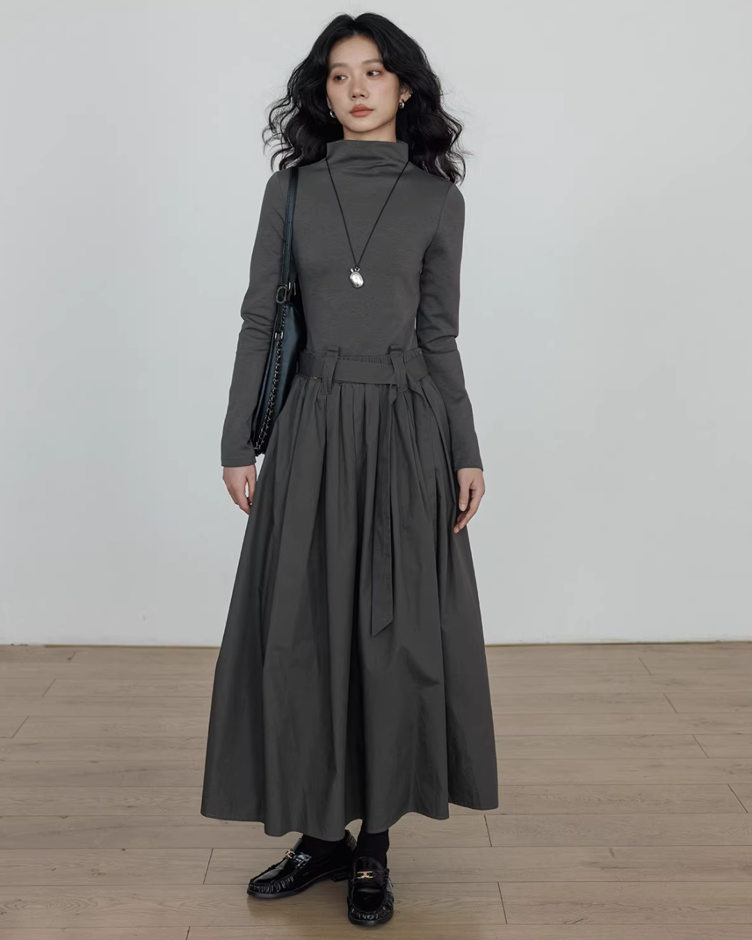 Half-Turtleneck Long Dress VAS0185