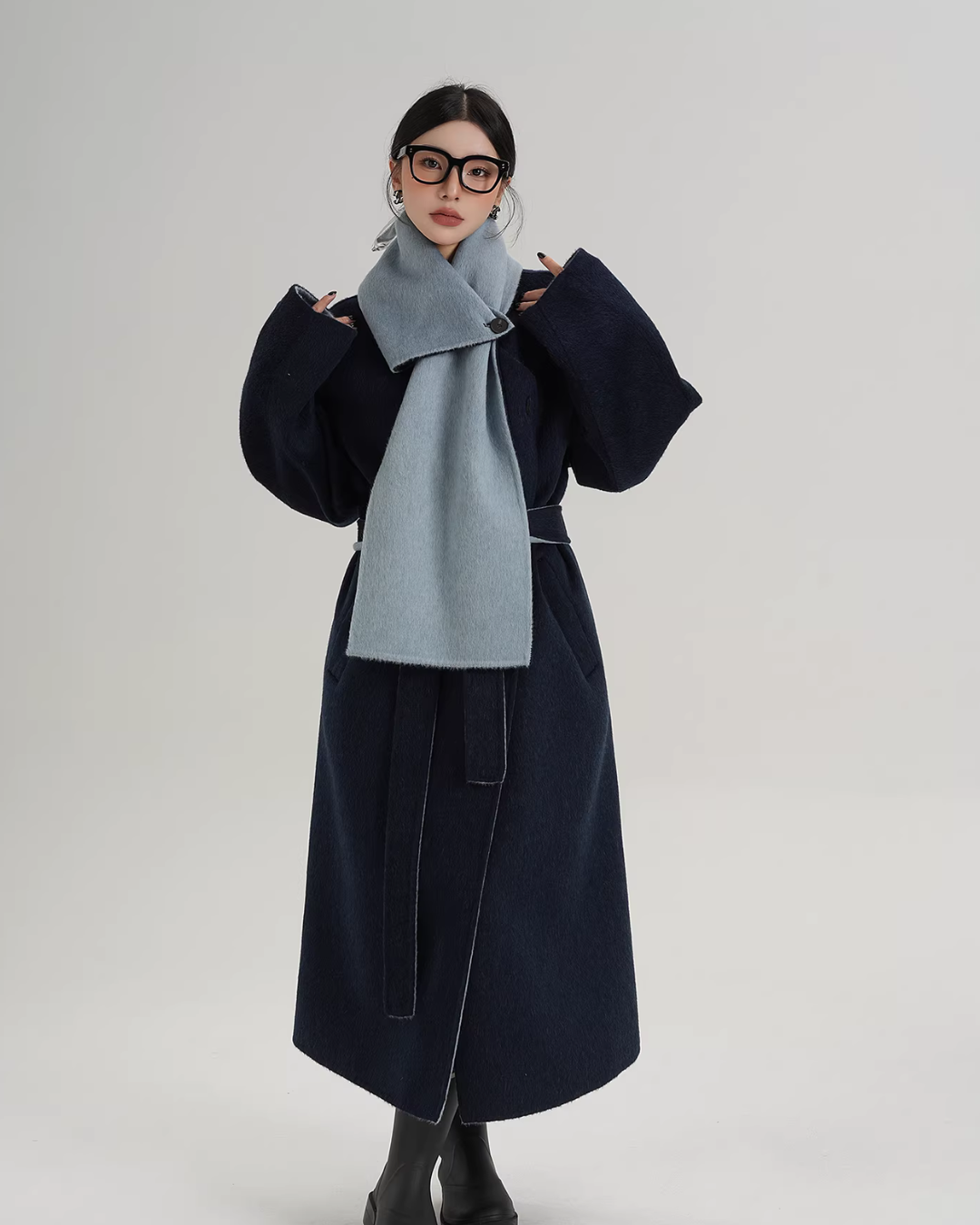 Scarf Design Long Wool Coat SRS0409