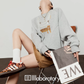 Necklace Design Knit Top/Denim Belt Skirt LLA0586