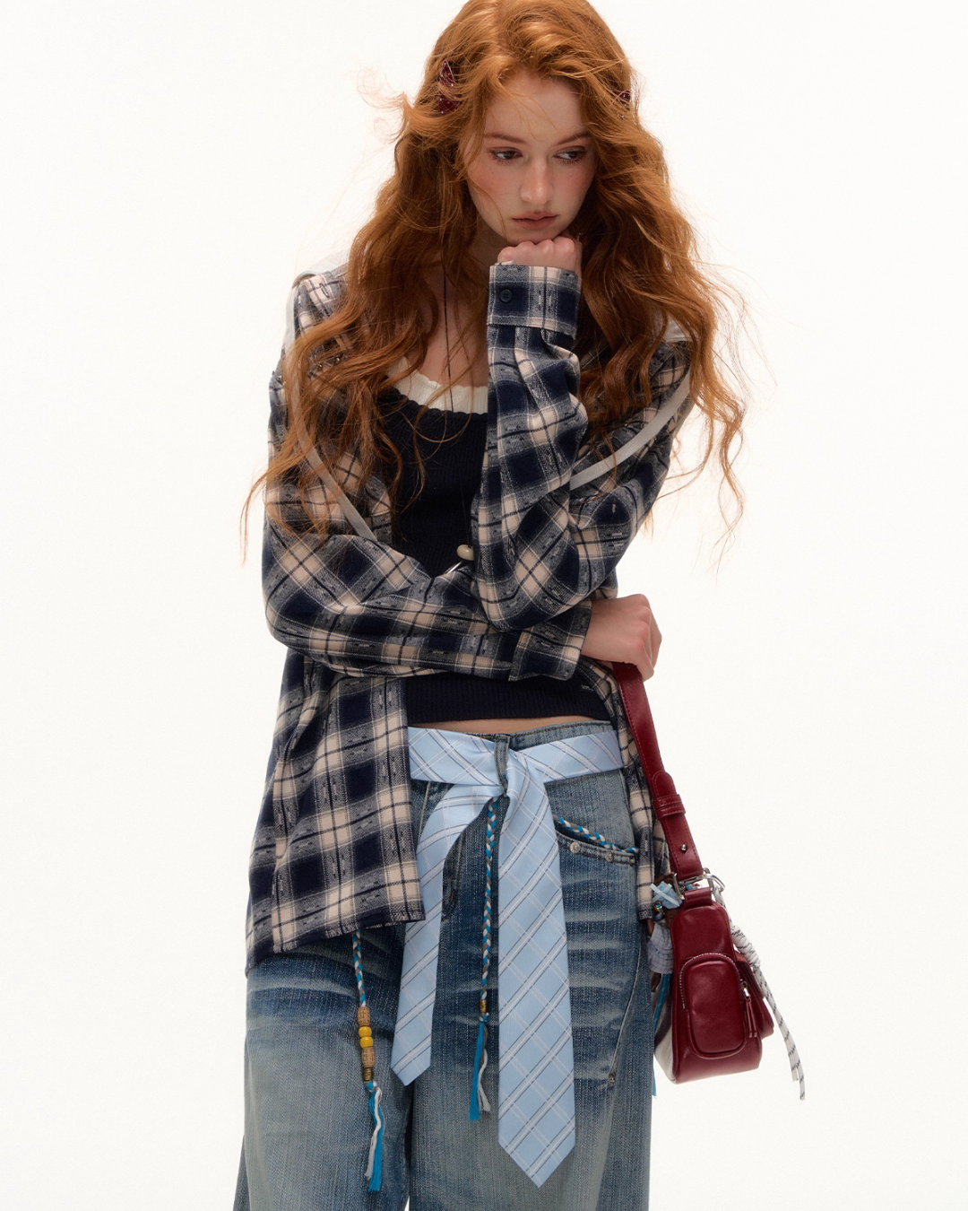 Plaid Hood Loose Shirt ASG0058