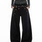 Floral Embroidery Wide Denim Pants ICM0116