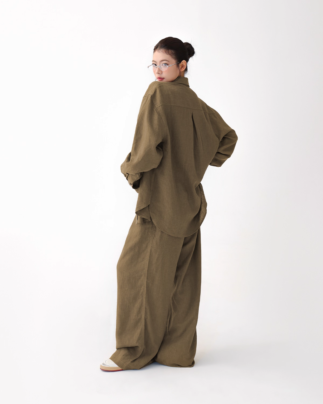 Relax Linen Long Sleeve Shirt / Wide Leg Pants ACS0287