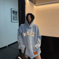 Oversize Retro Embroidered Denim Hoodie YLS1077
