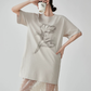 Flower Motif T-Shirt / Sparkling Mesh Skirt FER0151