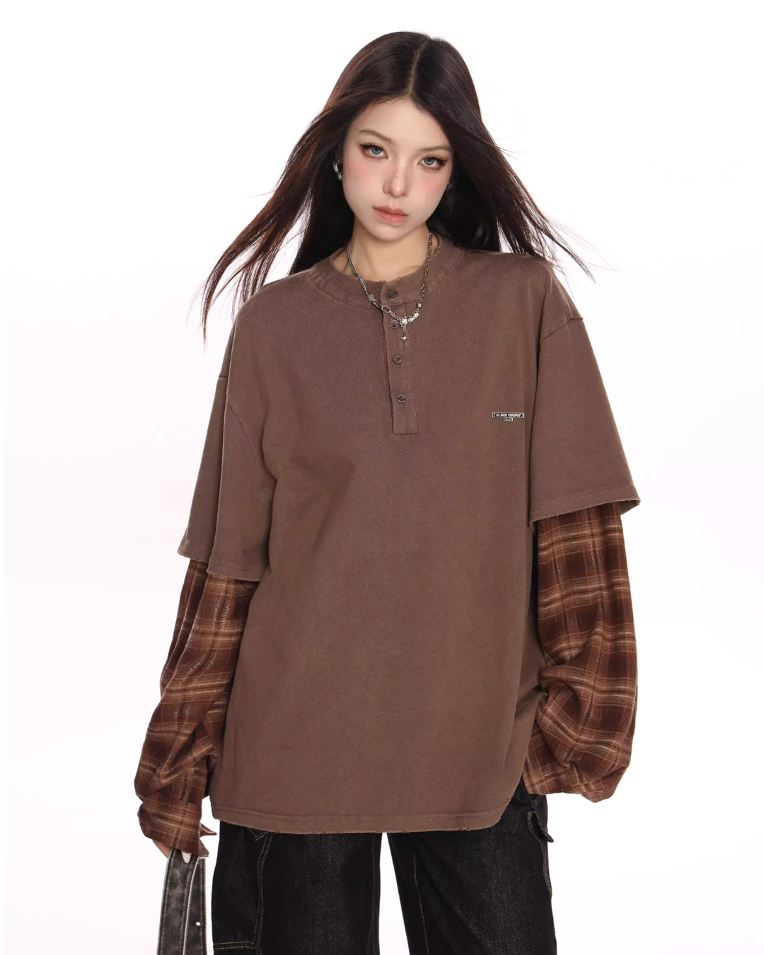 Plaid Two-Piece Long Sleeve T-Shirt BGS0046