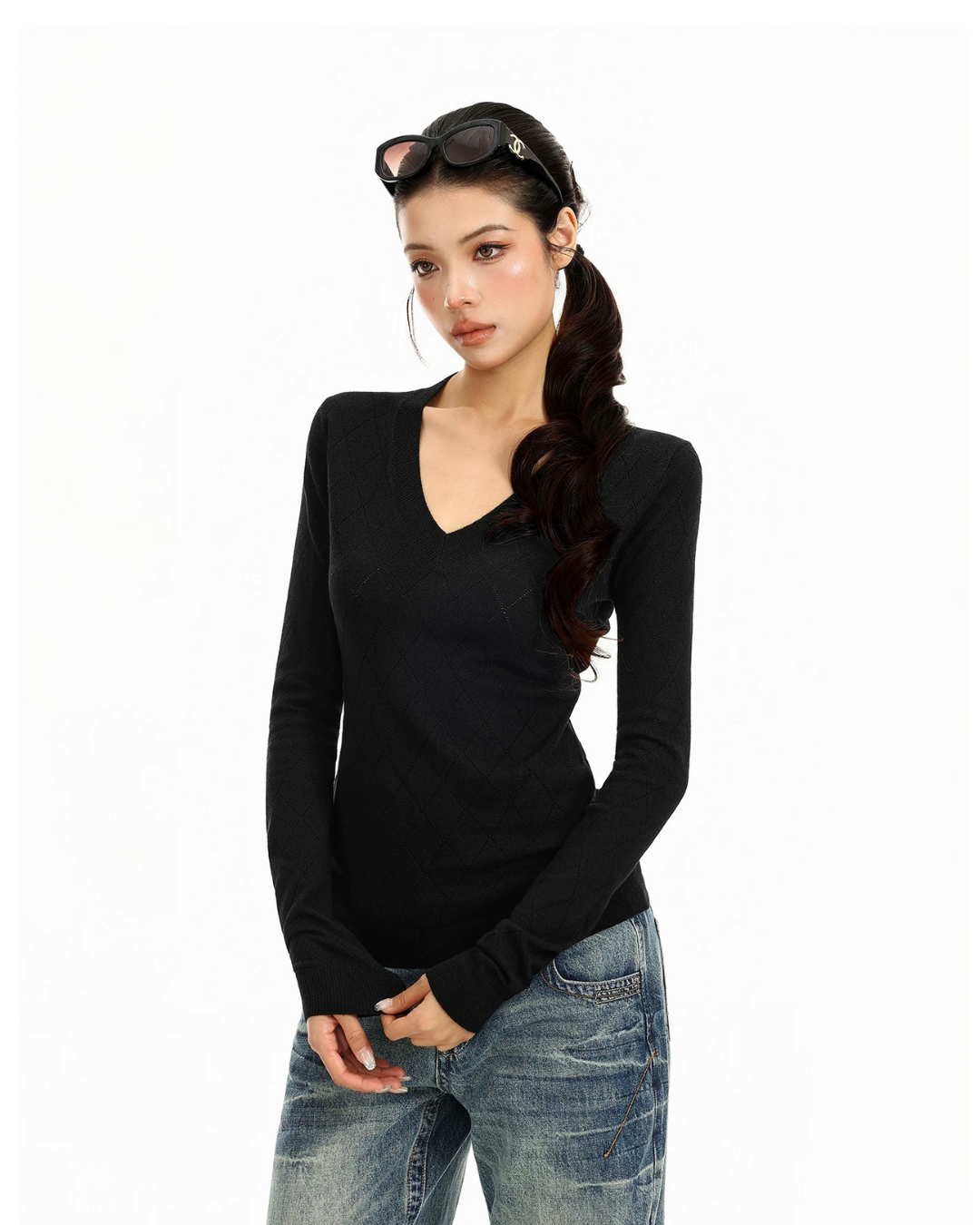 V-Neck Knit Top BGS0054