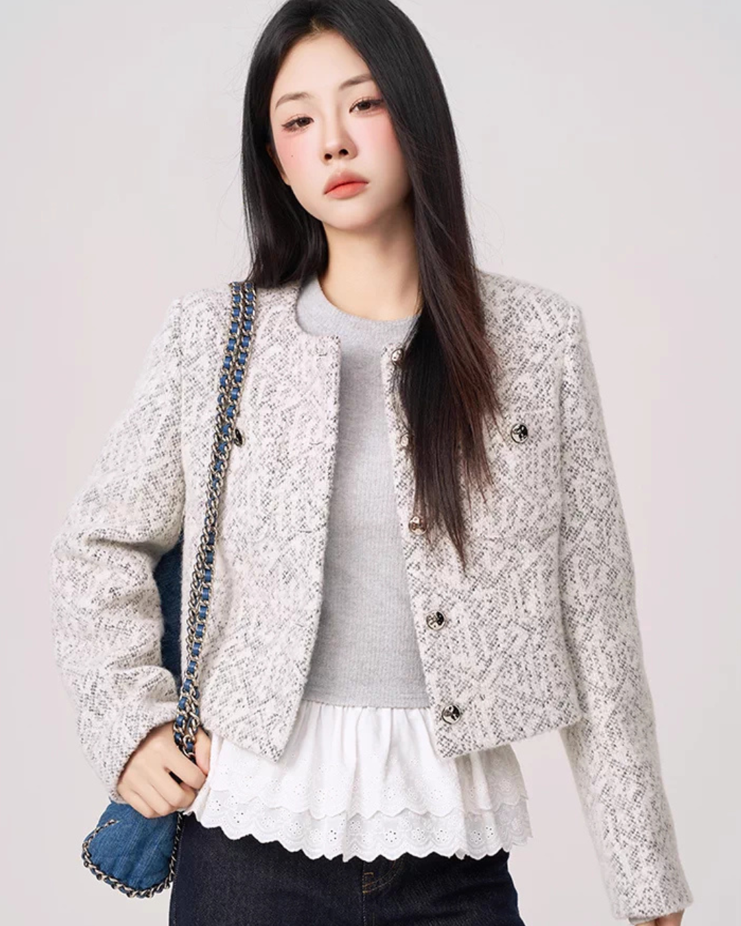 Feminine Short Tweed Jacket WDB0019