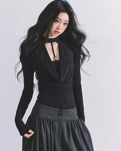 Choker Style Long Sleeve Top LAS0043