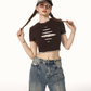 American Layered Style Cropped T-Shirt IMO0066