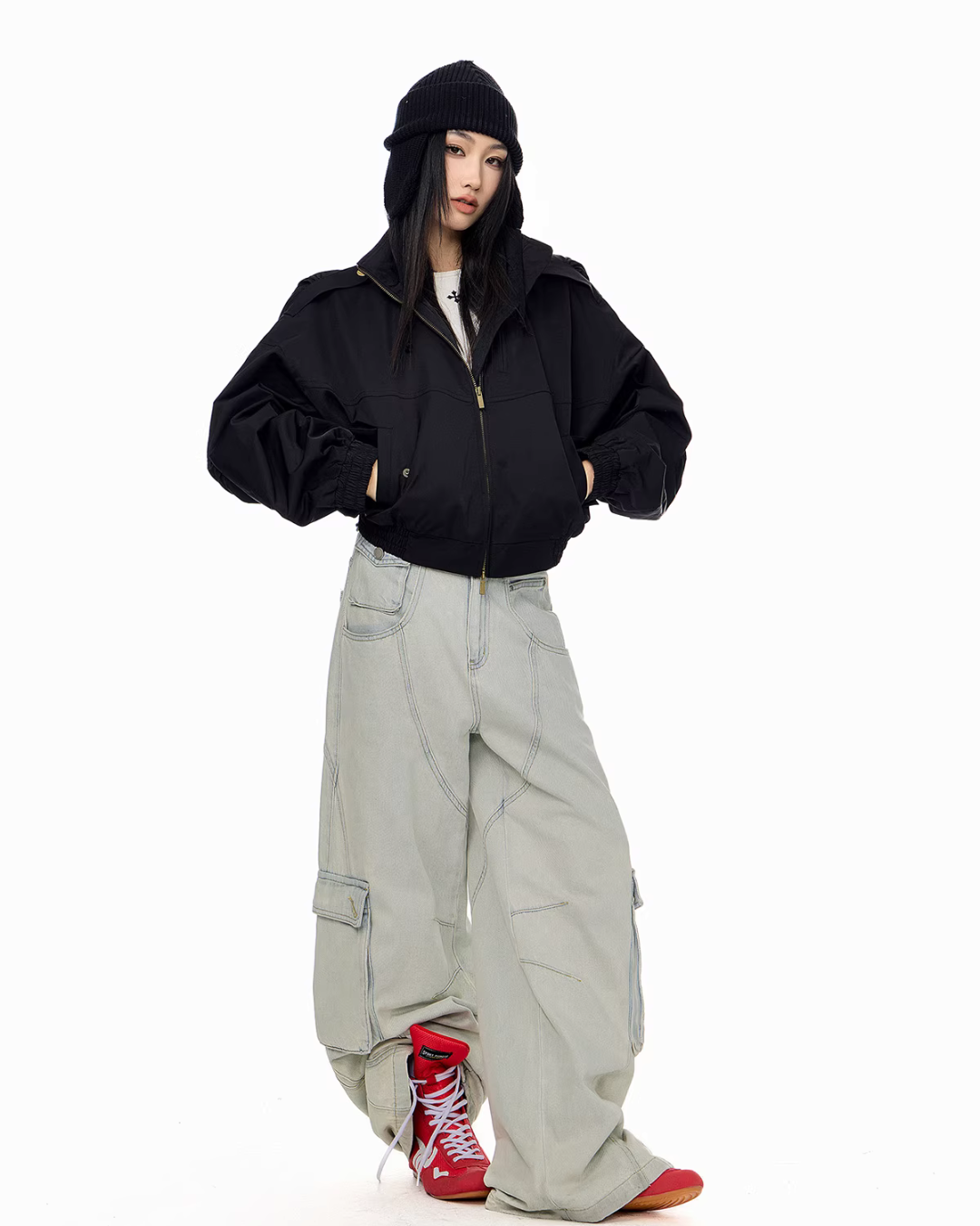 Stand Collar Cropped Jacket ICM0087