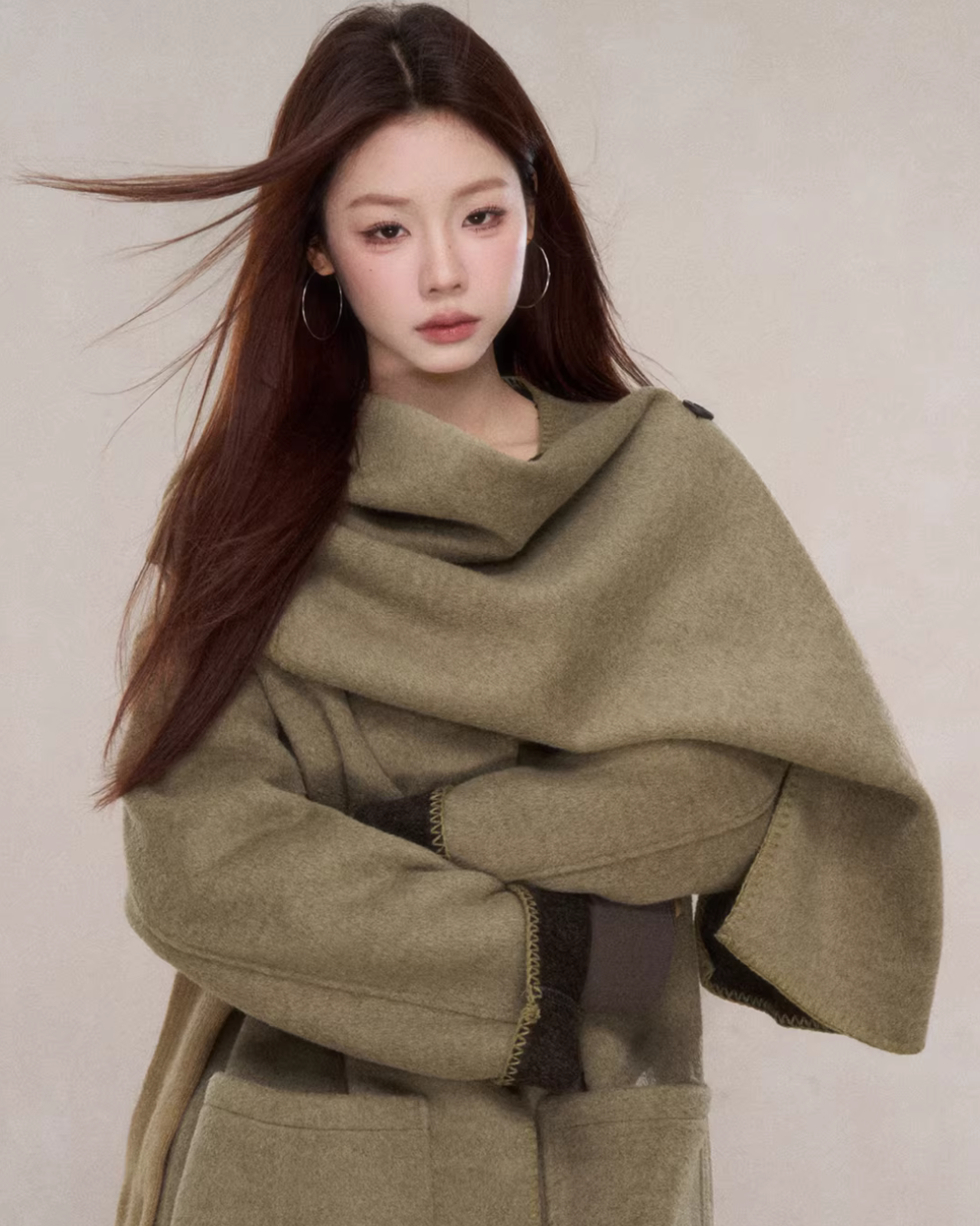 Scarf Collar Wool Coat WDB0004