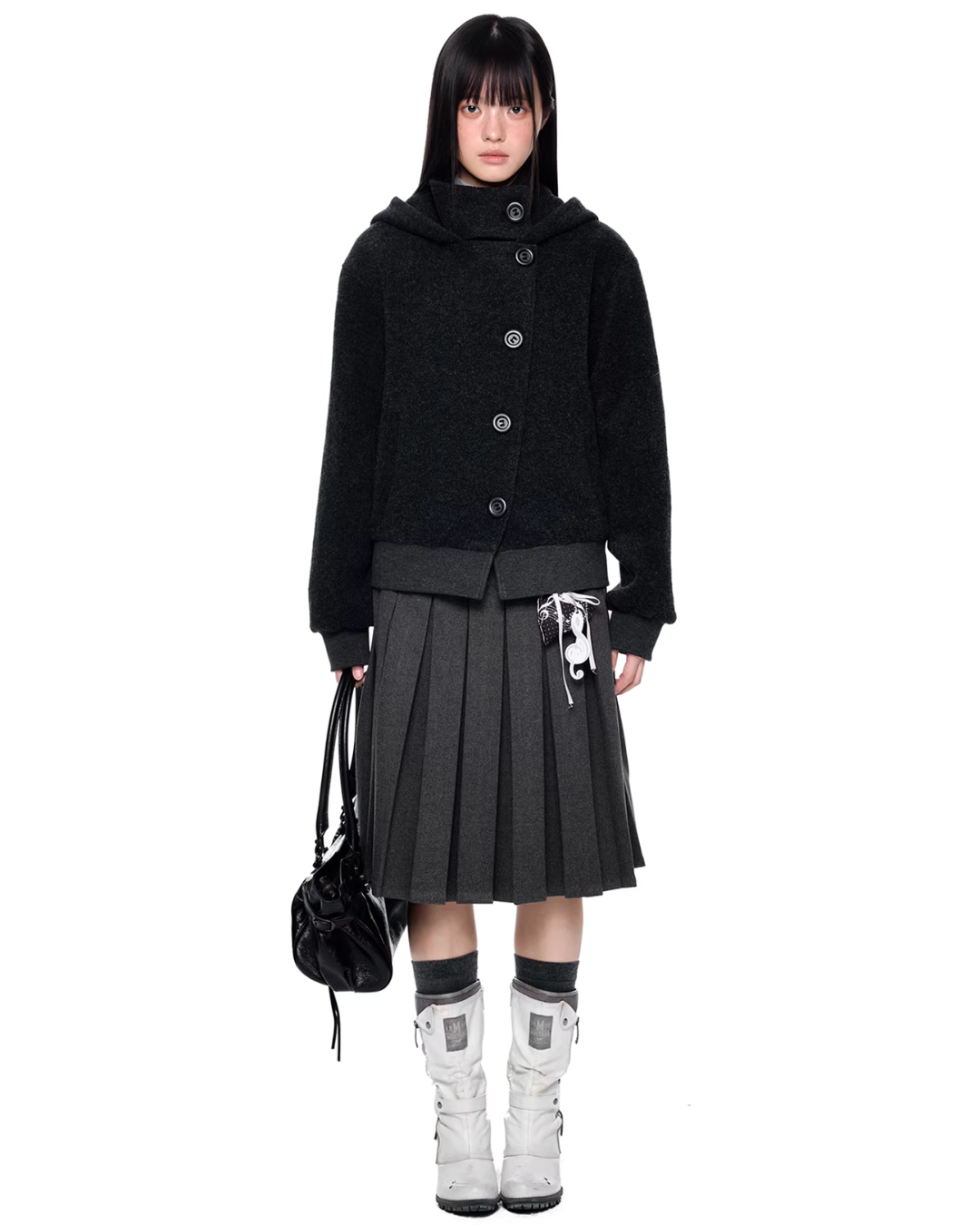 Short Wool Hooded Coat EZK0102