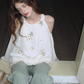 Off-Shoulder Floral Embroidered Top USY0001