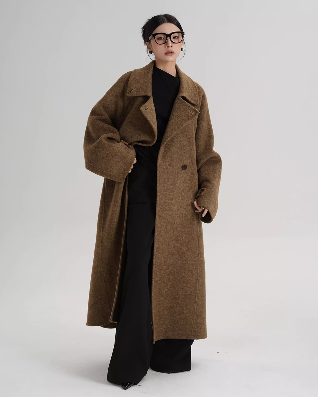 Stand Collar Long Loose Wool Coat SRS0361