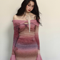 Off Shoulder Gradient Tight Dress LAS0026