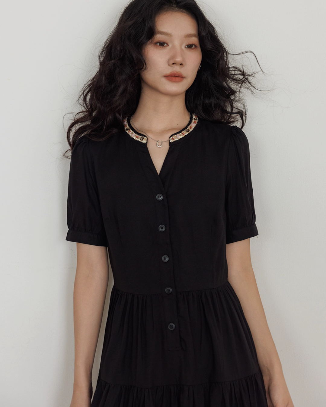 V-Neck Short Sleeve Dress VAS0135