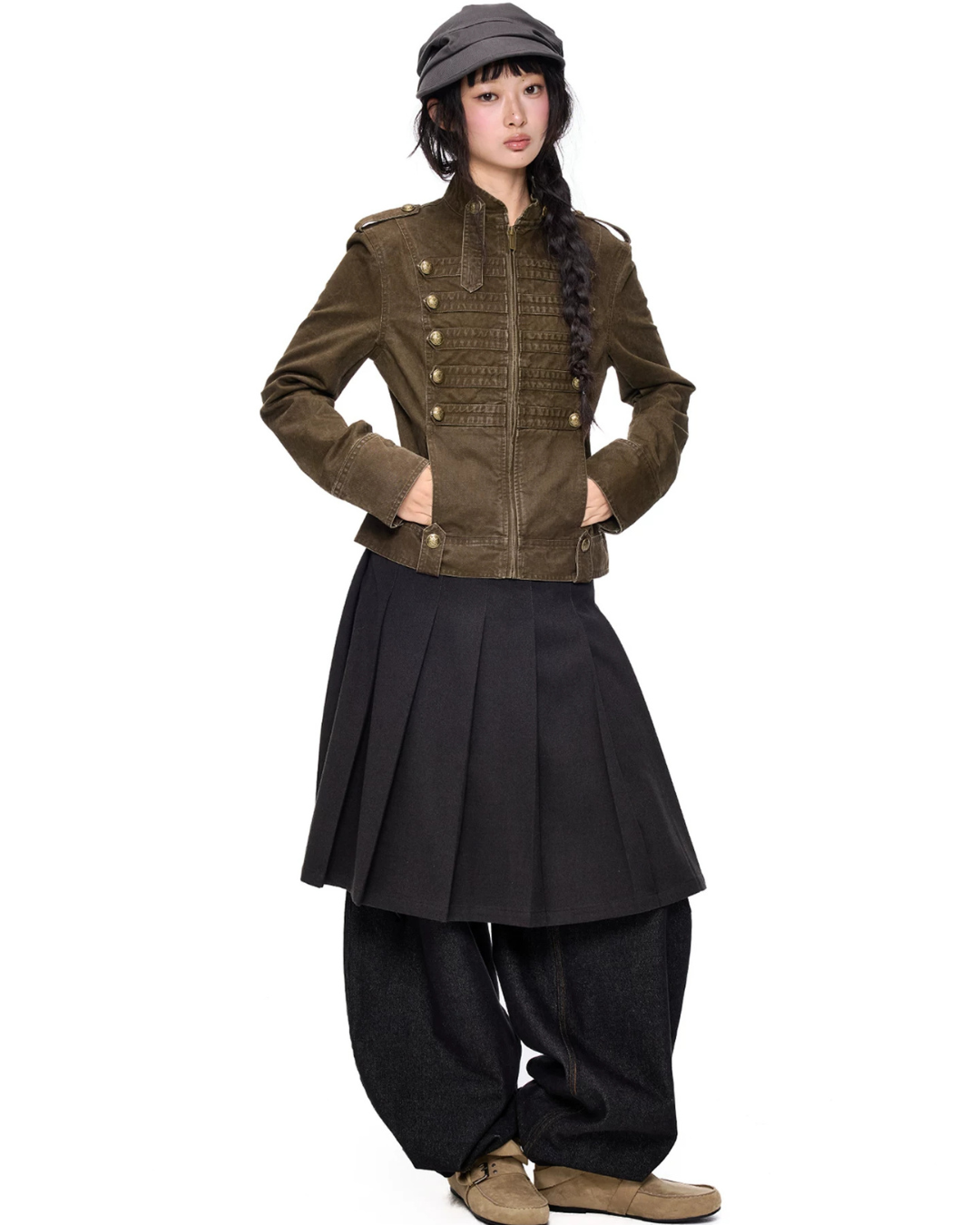 Double-Breasted Stand Collar Jacket EZK0111