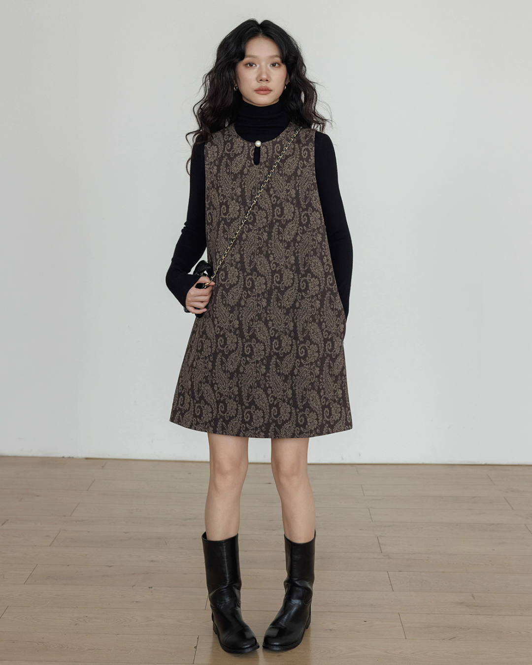 Round Neck Paisley Vest Dress VAS0165
