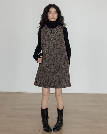 Round Neck Paisley Vest Dress VAS0165