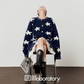 Star Jacquard Round Neck Cardigan / Tiered Design Skirt LLA0529