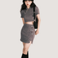 Metal Plate Buckle Cheongsam Tops & Skirt LLS0028