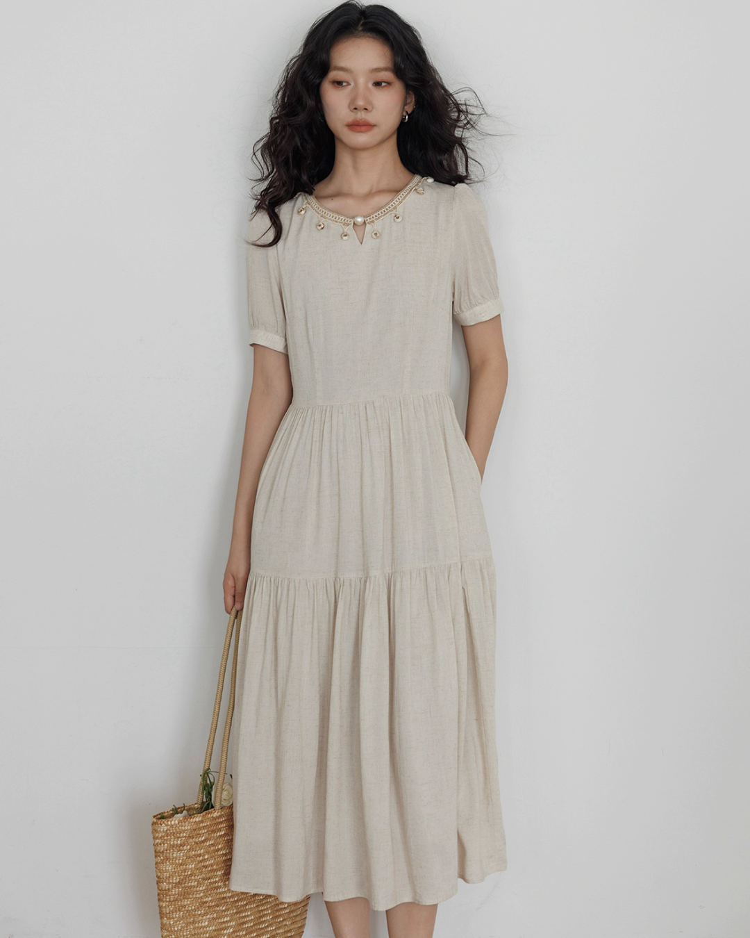 Round Neck Linen Long Dress VAS0132