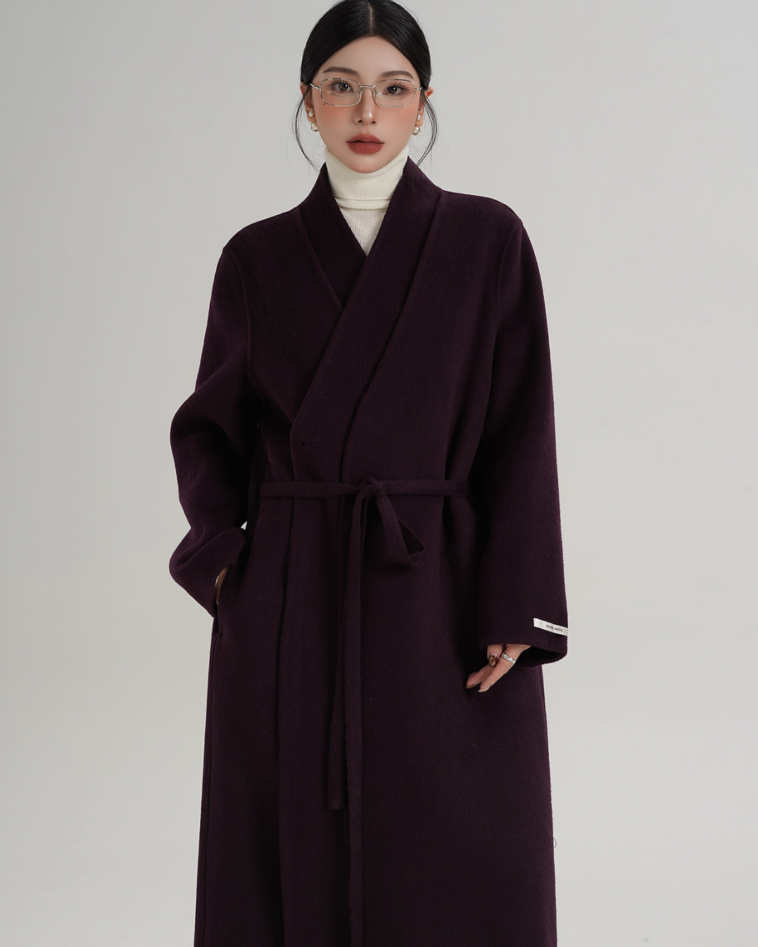 V-Neck Wool Long Coat SRS0387