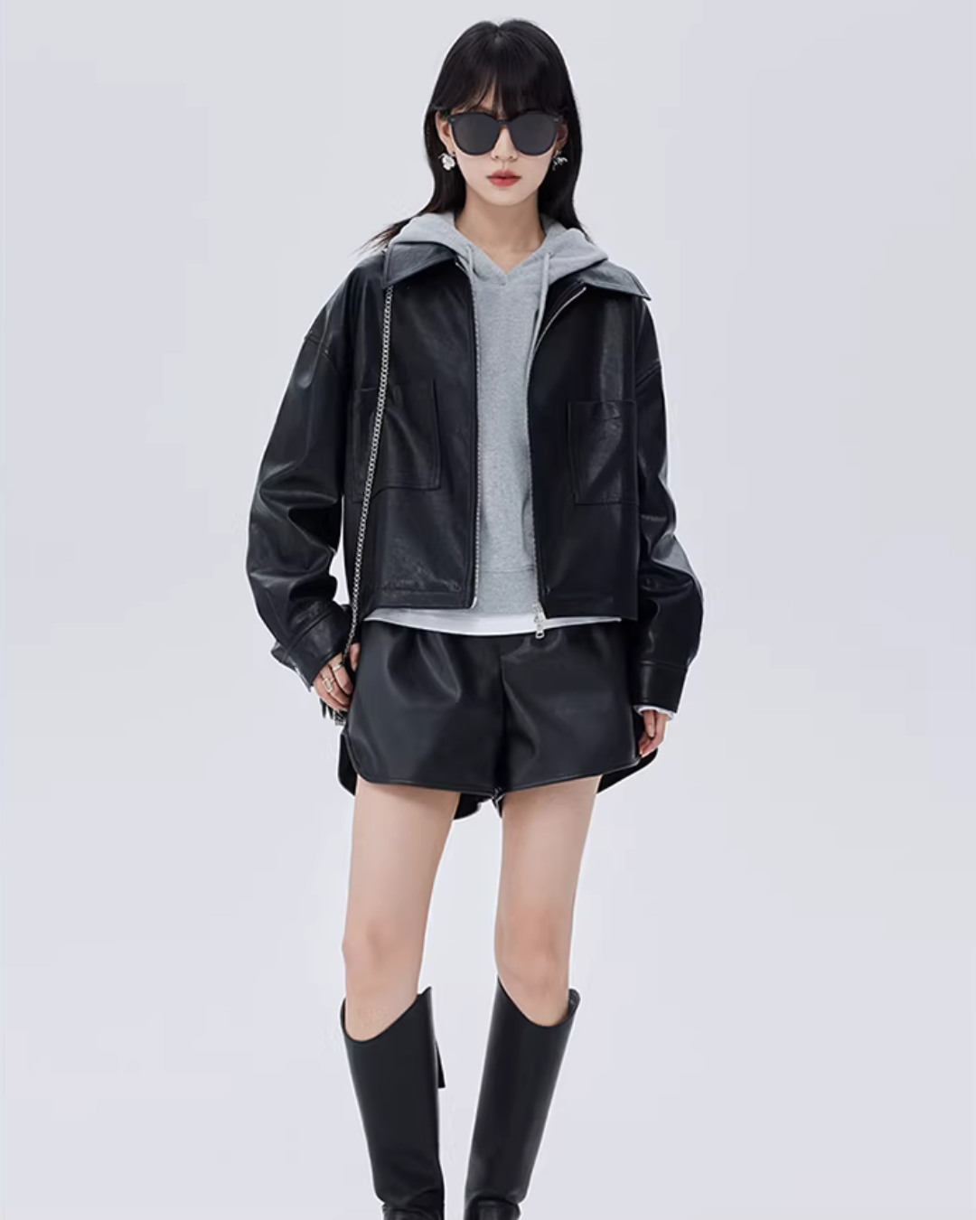 Drop Shoulder Leather Jacket SHN0020