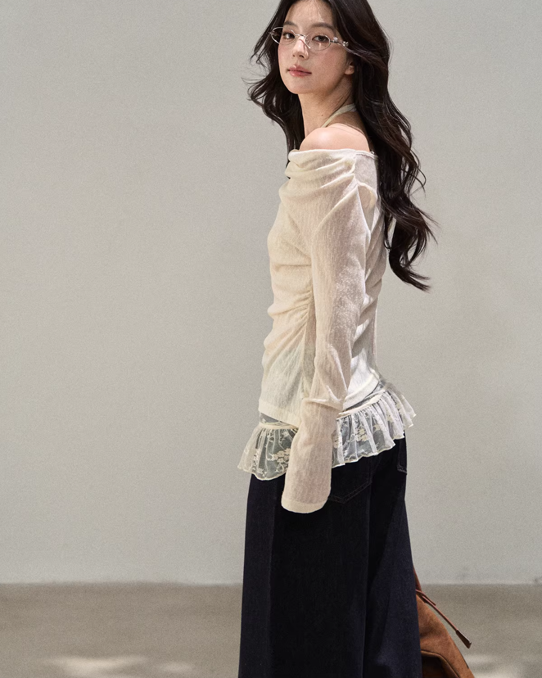 Lace Off Shoulder Knit Tops WDB0020