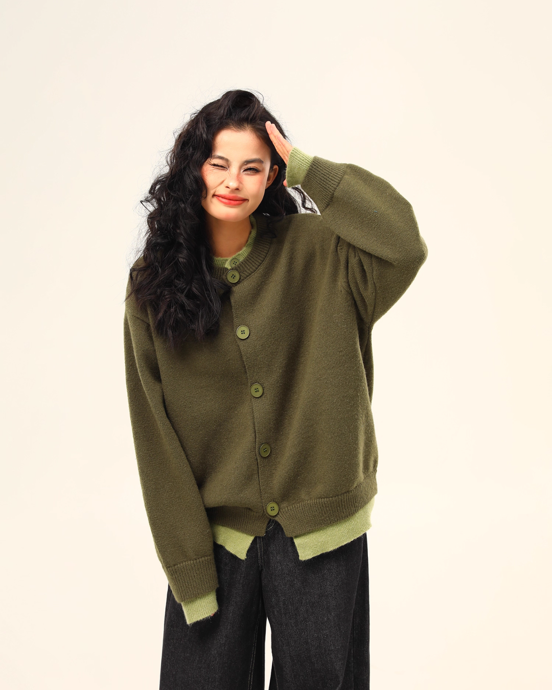 Round Neck Knit Cardigan WDZ0035