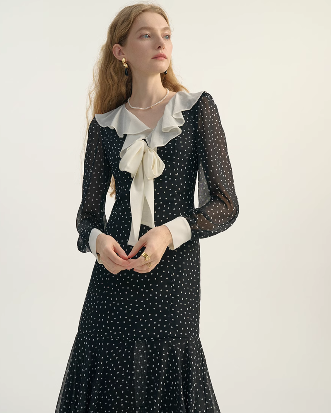 Dot Pattern Lace Dress SNT0011