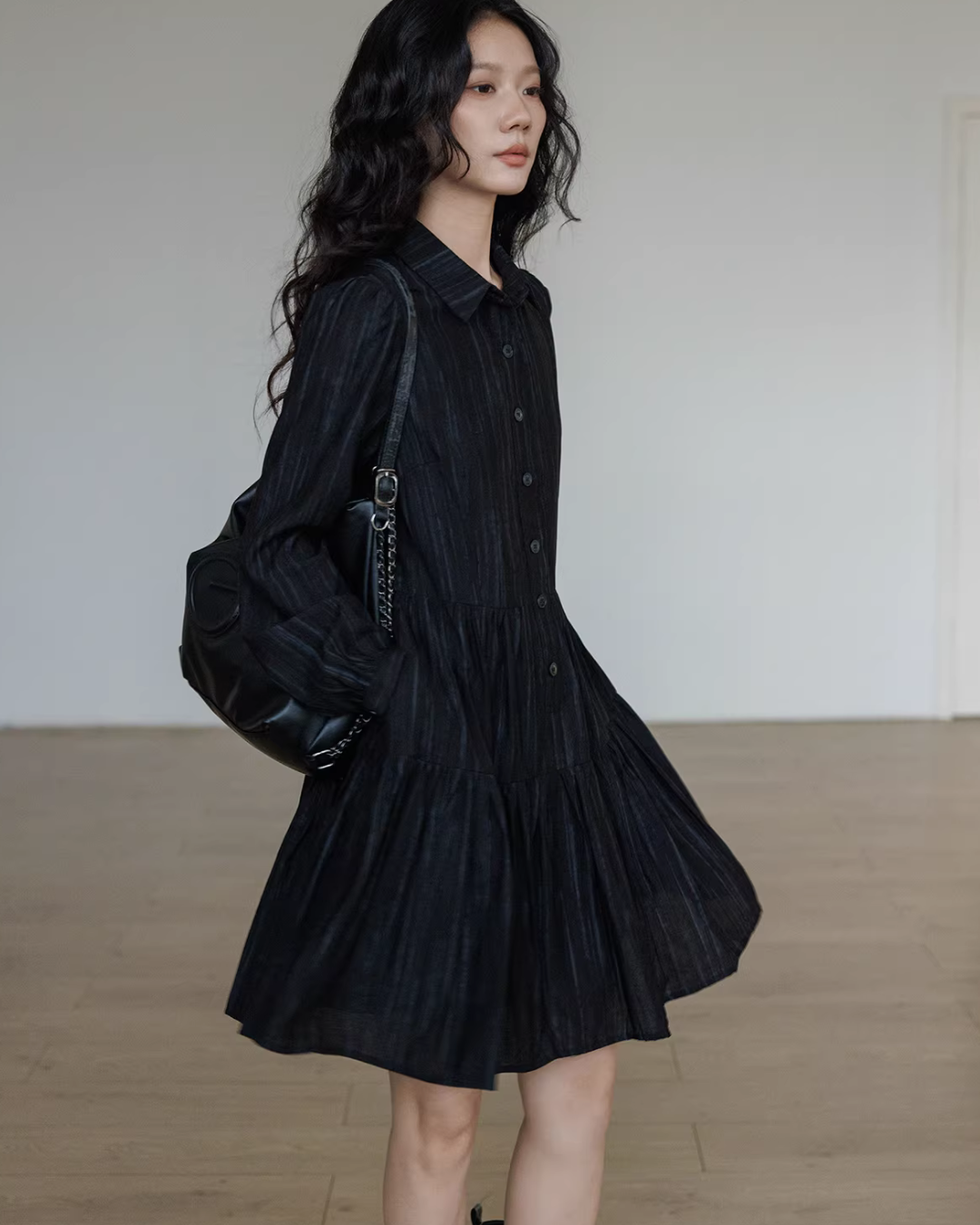 Polo Collar Long-Sleeve Dress VAS0190