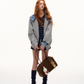 Plaid Patched Hood Jacket / Long Sleeve Top / Denim Pants ASG0048