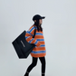 Border Shaggy Knit Tops YLS0713