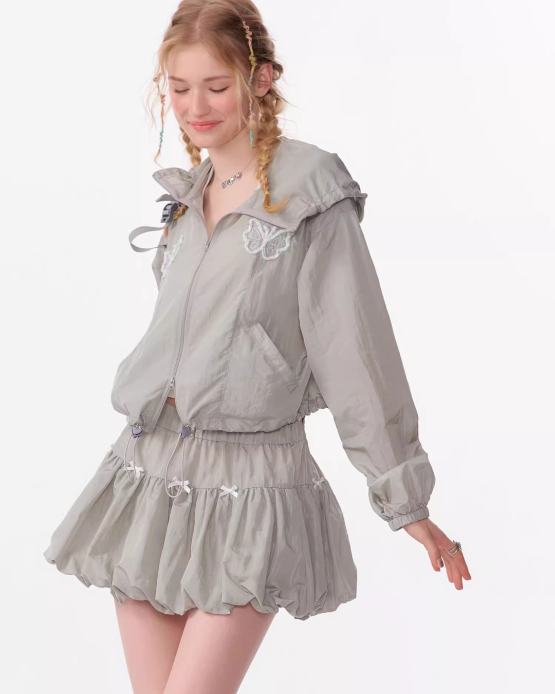 Butterfly Nylon Jacket / Nylon Pants / Pumpkin Mini Skirt ZZF0358