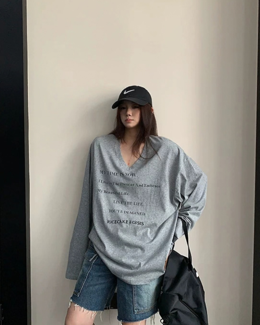 V-Neck Print Long Sleeve T-Shirt  YLS1044