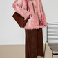 Pink Big Lapel Sweater Cardigan / Corduroy Long Skirt LLA0347