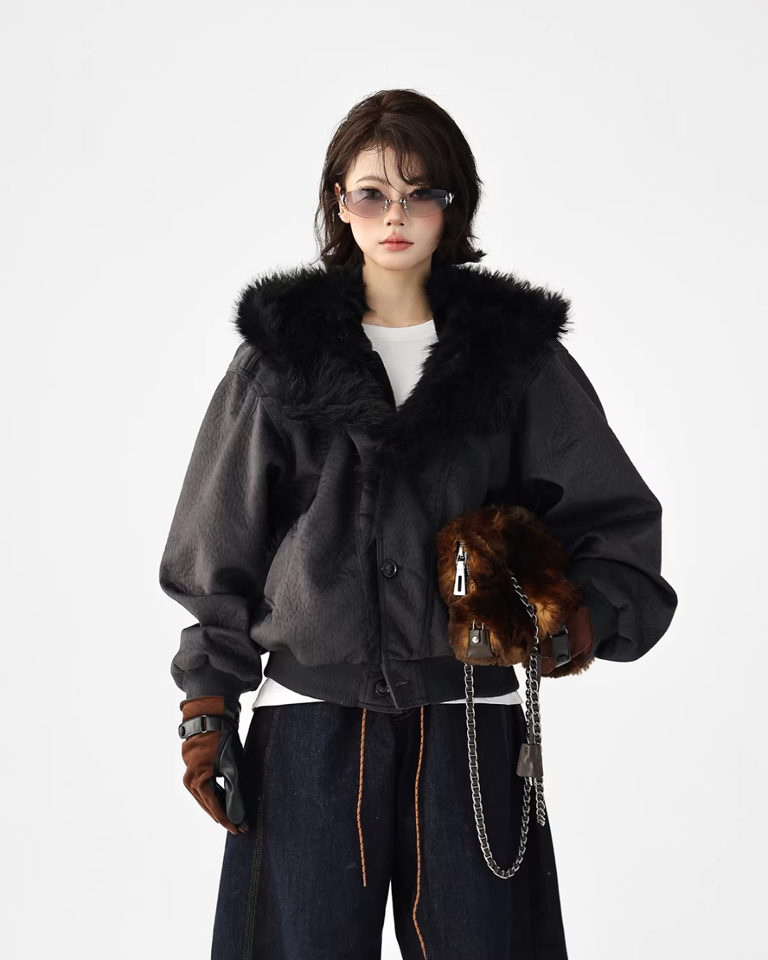 Fur Collar Patchwork Jacket ACS0348