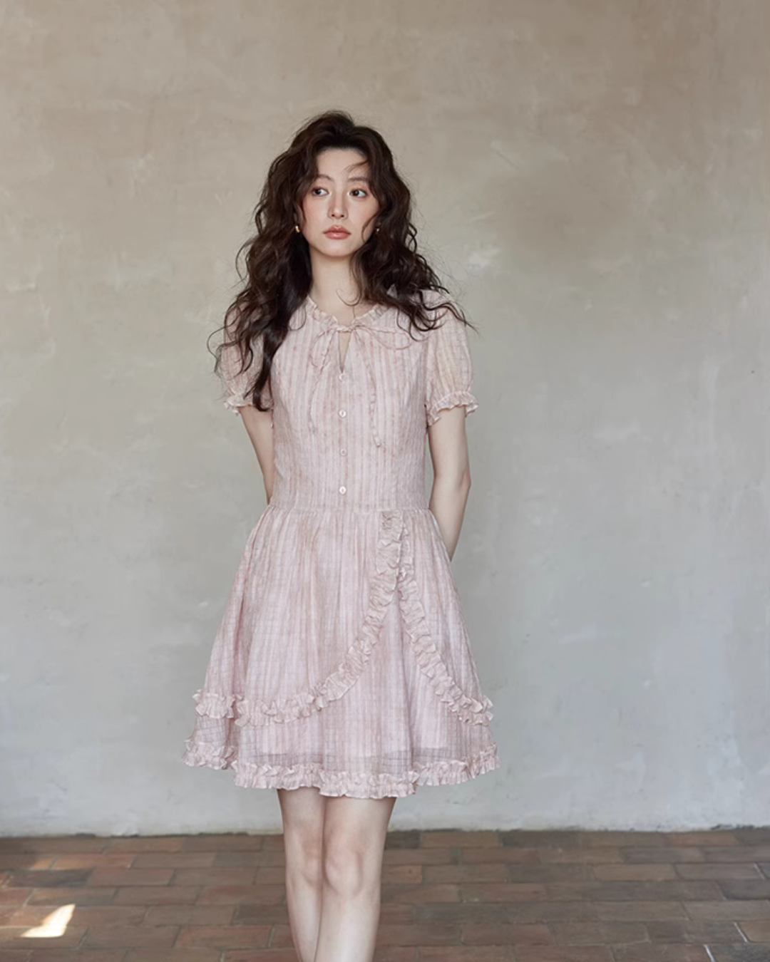 Pastel Pink Frill Dress SMS0010