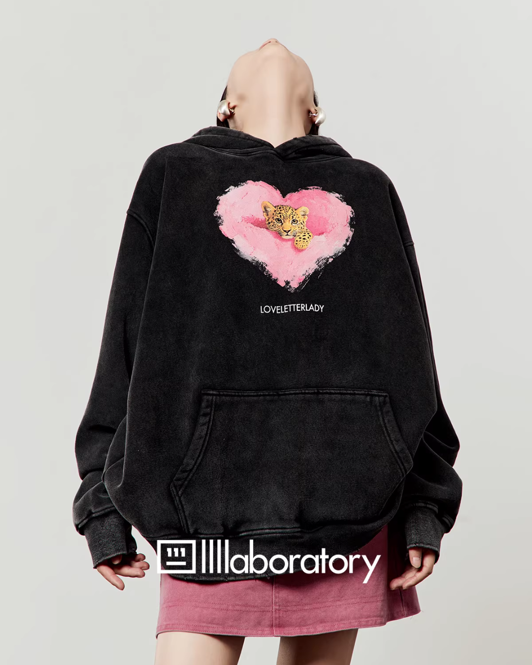 Heart Tiger Retro Hoodie / Pink Mini Skirt LLA0594