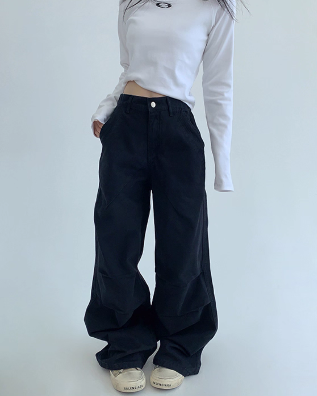 Oversized Denim Cargo Pants YLS0936