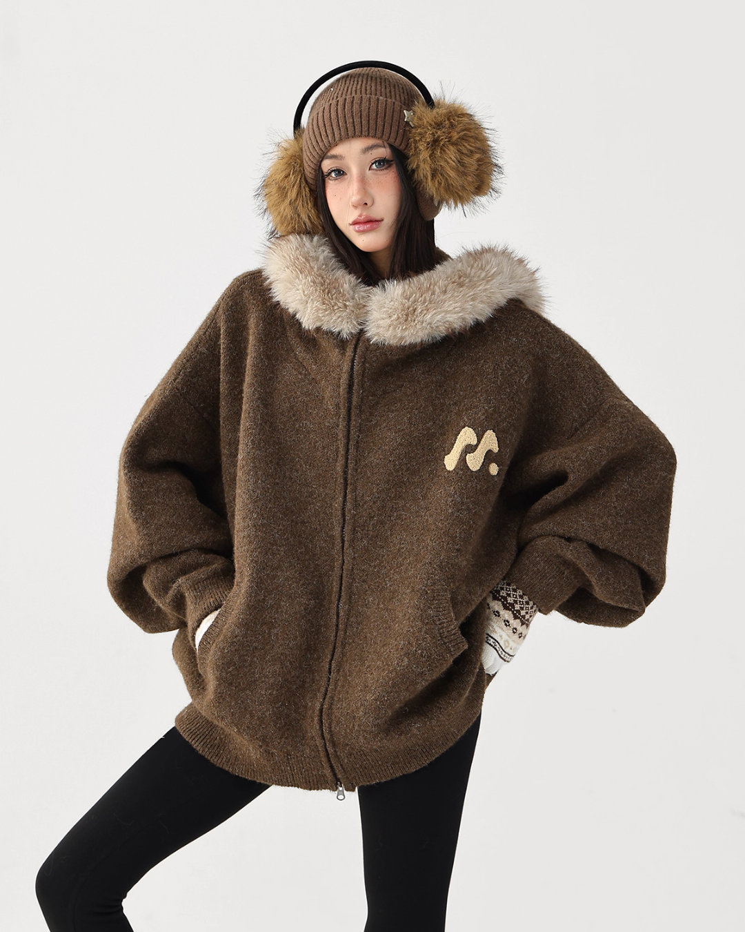Fur Hood Knit Hoodie ACS0344
